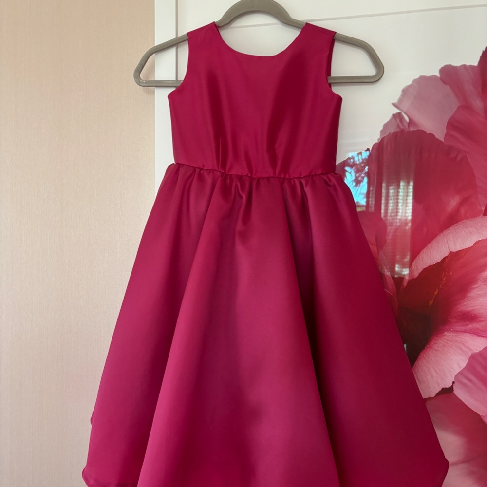 Handmade Taffeta Girls Dress with Sash - Picture 4 of 5